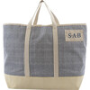 Two Tone Stripes Tote Bag, Navy - Bags - 1 - thumbnail