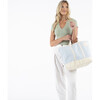 Two Tone Stripes Tote Bag, Clear Sky - Bags - 2