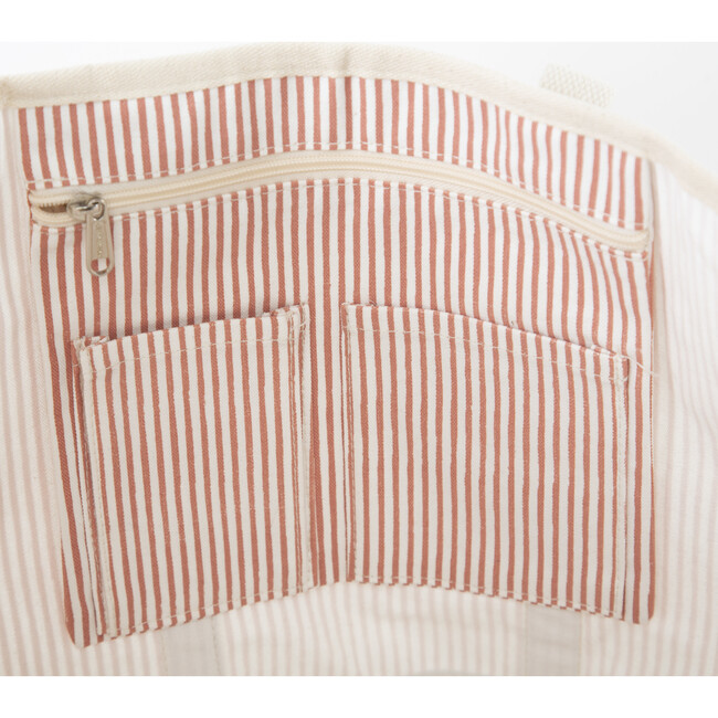 Two Tone Stripes Tote Bag, Rose Tan - Bags - 4