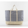 Two Tone Stripes Tote Bag, Navy - Bags - 3