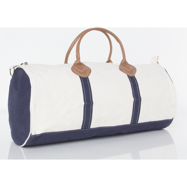 Round Travel Duffle Bag, Navy - Bags - 5