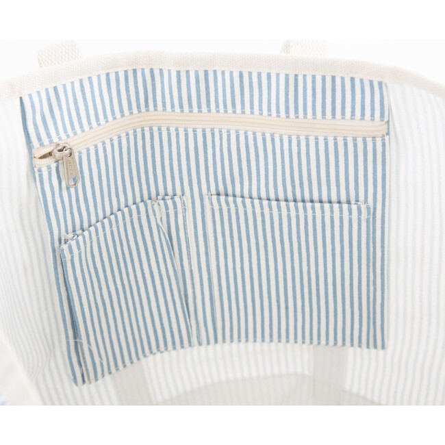 Two Tone Stripes Tote Bag, Clear Sky - Bags - 4