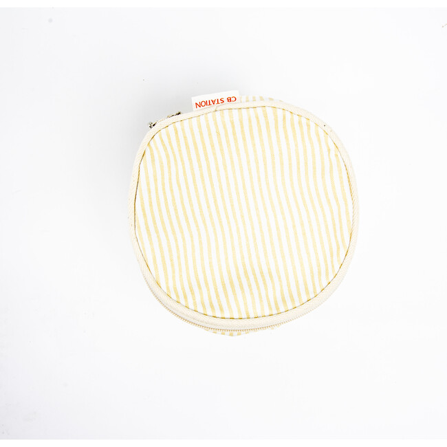 Stripes Circle Case, Pastel Yellow - Makeup Bags - 5