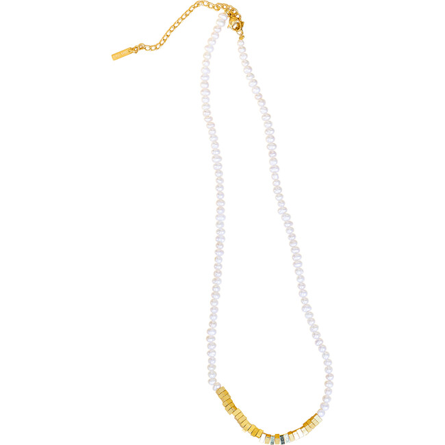 Women's Carmelita Geometric Square Gold And Pearl Necklace