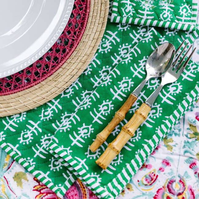 Flower Quilted Placemat, Green - Tabletop - 2