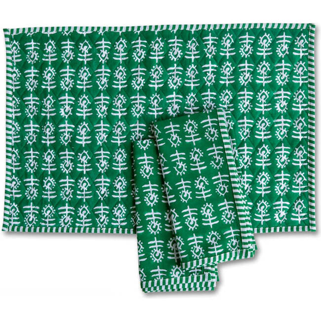 Flower Quilted Placemat, Green - Tabletop - 3