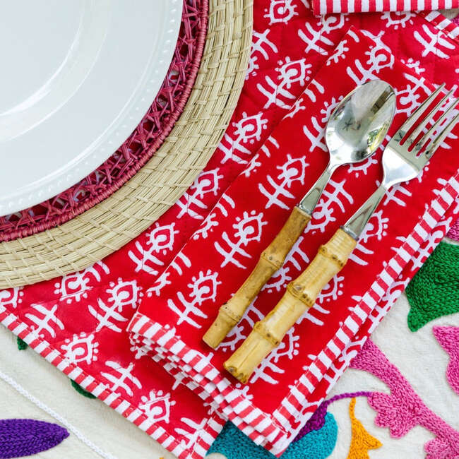 Flower Napkin, Red - Tabletop - 2