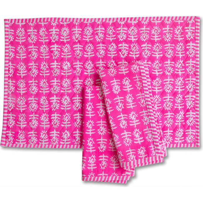 Flower Quilted Placemat, Pink - Tabletop - 3