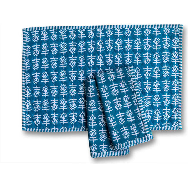 Flower Quilted Placemat, Blue - Tabletop - 3