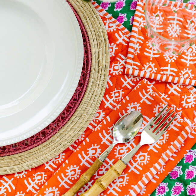 Flower Quilted Placemat, Orange - Tabletop - 2