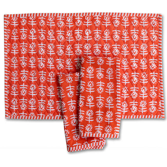 Flower Quilted Placemat, Orange - Tabletop - 3