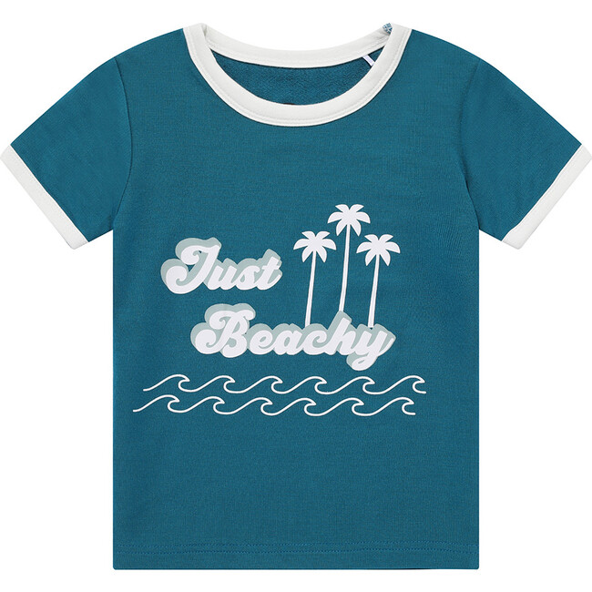 Viscose Bamboo Terry Ringer Print T-Shirt, Just Beachy