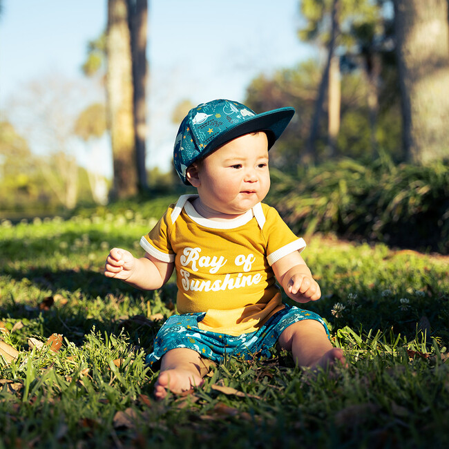 Bamboo Terry Ringer Baby Onesie, Ray Of Sunshine - Bodysuits - 2