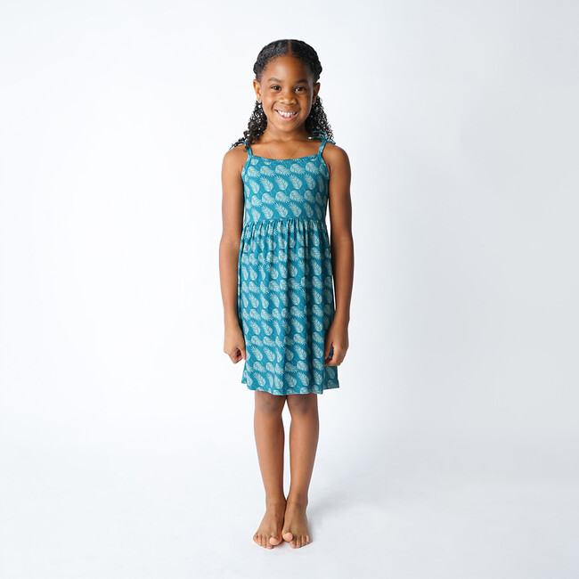Bamboo Tie-Shoulder Print Sundress, Palms In Paradise - Dresses - 2