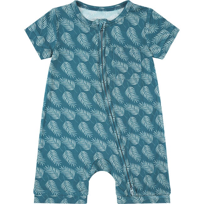 Bamboo Baby Boy Shortie Zipper Romper, Palms In Paradise