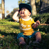 Bamboo Terry Ringer Baby Onesie, Ray Of Sunshine - Bodysuits - 4