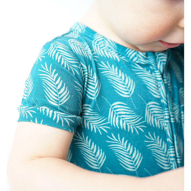 Bamboo Baby Boy Shortie Zipper Romper, Palms In Paradise - Rompers - 3