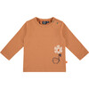 Floral Print Long Sleeve Tee Shirt, Orange - Tees - 1 - thumbnail