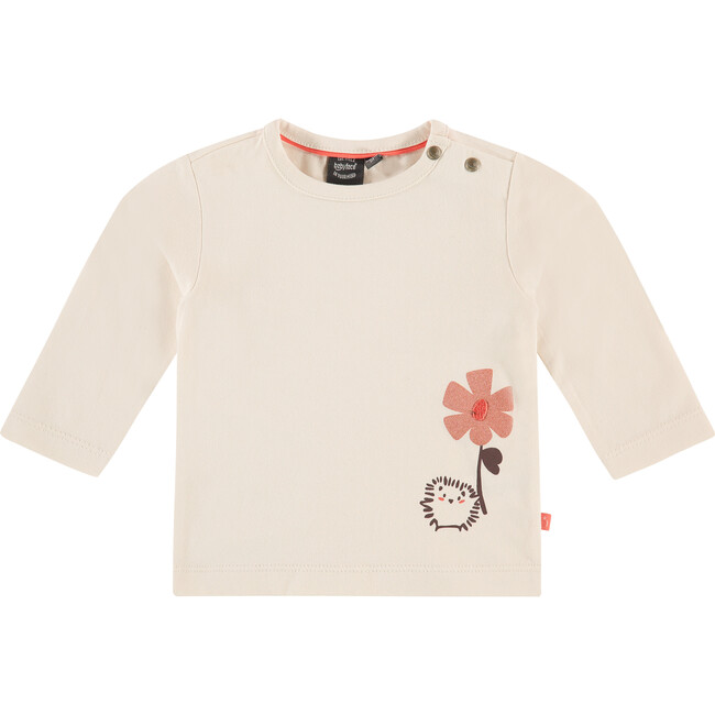 Floral Print Long Sleeve Tee Shirt, Ivory