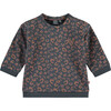 Leopard Print Crew Neck Pullover Sweatshirt, Charcoal - Sweatshirts - 1 - thumbnail