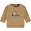 Viking Ship Graphic Crew Neck Pullover Sweatshirt, Gold - Sweatshirts - 1 - thumbnail