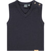 2-Buttoned Shoulder Vest, Navy - Vests - 1 - thumbnail