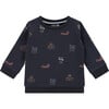 All-Over Viking Ships Graphic Crew Neck Pullover Sweatshirt, Navy - Sweatshirts - 1 - thumbnail