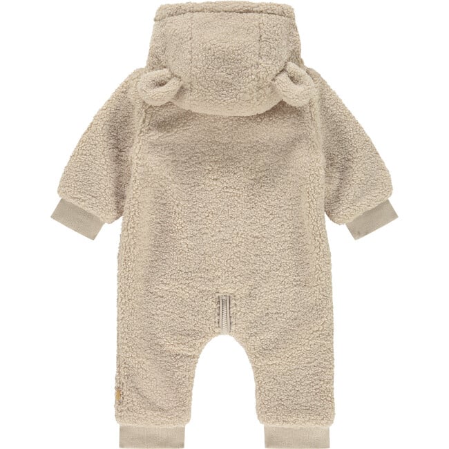 Sherpa Teddy Zipped Hooded Romper, Cream - Rompers - 2