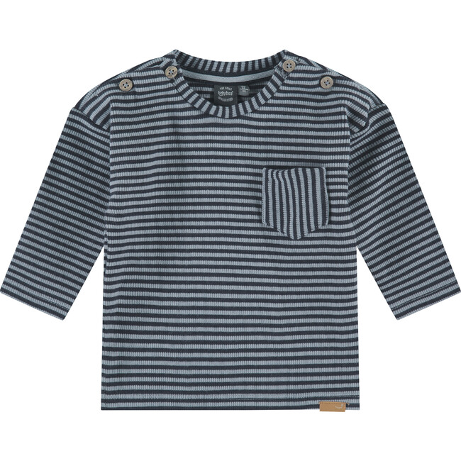 Striped Long Sleeve Tee Shirt, Navy And Blue