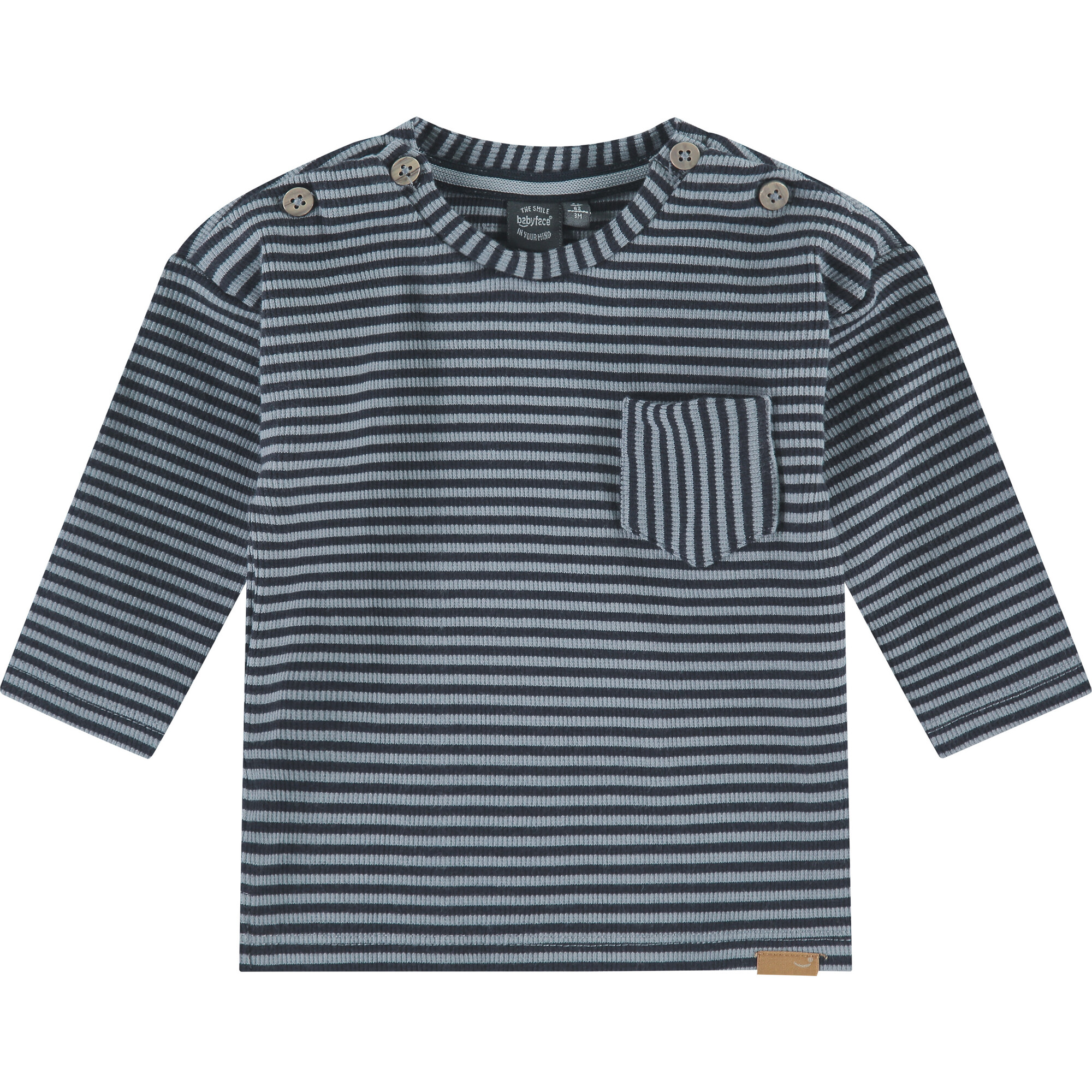 Striped Long Sleeve Tee Shirt, Navy And Blue - T-Shirts - 1