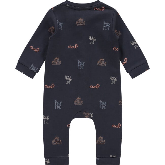 All-Over Viking Graphic Romper, Navy And Multicolors - Rompers - 2