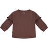 Floral Print Long Sleeve Tee Shirt, Brown - Tees - 2