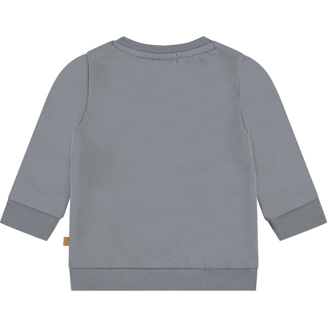 Viking Ship Graphic Crew Neck Pullover Sweatshirt, Ashy Blue - Sweatshirts - 2