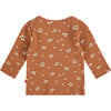 All-Over Floral Print Long Sleeve Tee Shirt, Orange - Tees - 2