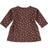 2-Buttoned Neck Long Sleeve A-Line Dress, Brown - Dresses - 2