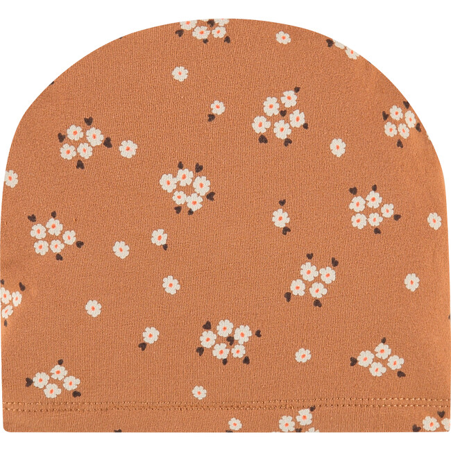 Floral Print Gathered Knot Hat, Orange - Hats - 2