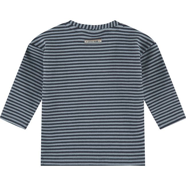 Striped Long Sleeve Tee Shirt, Navy And Blue - T-Shirts - 2