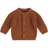 Cable Knit Buttoned Cardigan, Caramel - Cardigans - 1 - thumbnail