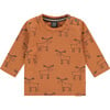 All-Over Moose Outline Long Sleeve Tee Shirt, Orange - Tees - 1 - thumbnail