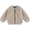 Sherpa Plush Zipper Cardigan, Cream - Jackets - 1 - thumbnail