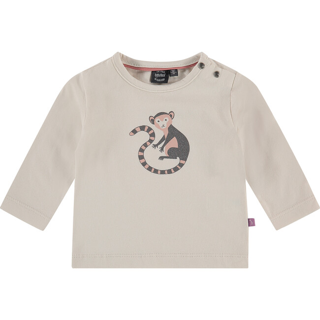 Lemur Graphic Long Sleeve Tee Shirt, Ivory