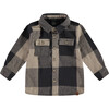 Collared Button Down Plaid Shirt, Black And White - Shirts - 1 - thumbnail