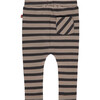 2-Front 1-Back Pocket Striped Legging, Taupe And Charcoal - Leggings - 2