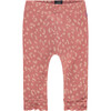 Lepoard Spots Lettuce Edge Hem Ribbed Legging, Pink - Leggings - 1 - thumbnail