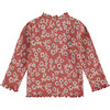 Mock Neck Long Sleeve Floral Print Tee Shirt, Clay - Tees - 2