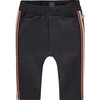 Single Back Pocket Striped Accent Sweatpants, Navy And Multicolors - Sweatpants - 1 - thumbnail