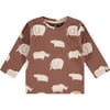 Rhino And Elephant Graphic Long Sleeve Tee Shirt, Chocolate Brown - Tees - 1 - thumbnail