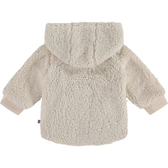 Leopard Print Sherpa Plush Hooded Zip Cardigan, White And Grey - Jackets - 2