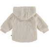 Leopard Print Sherpa Plush Hooded Zip Cardigan, White And Grey - Jackets - 2