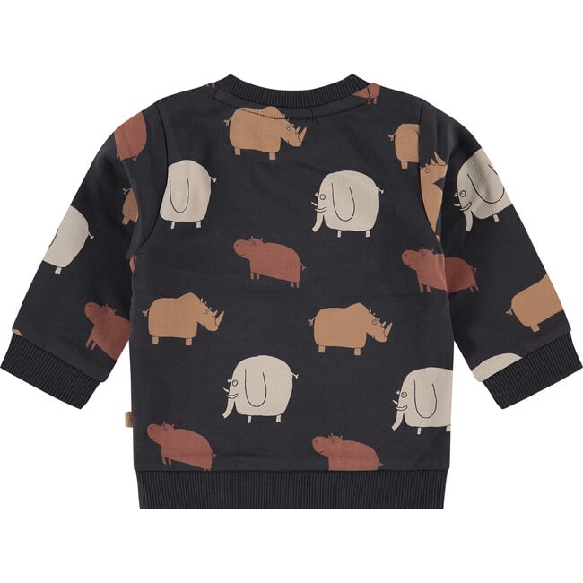 Elephant And Rhino Graphic Crew Neck Sweatshirt, Navy And Multicolors - Sweatshirts - 2